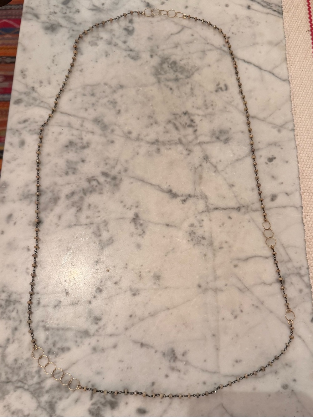 Mickey Lynn long necklace, gold/silver/beads like new
